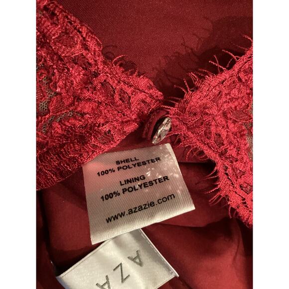 Azazie Britney Bridesmaid formal long lace halter gown Dress in Burgundy sz A8 - Picture 5 of 11